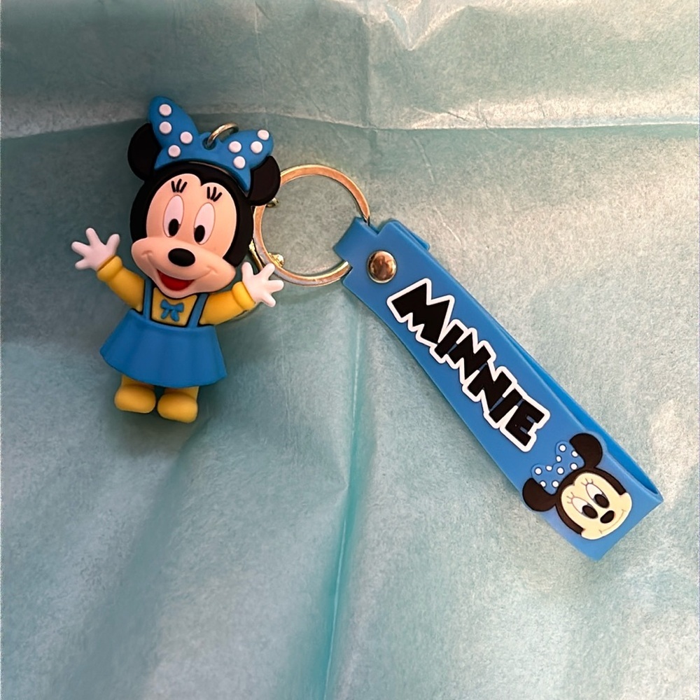 Disney blue Minnie Mouse Keychains Cute Cartoon figurines